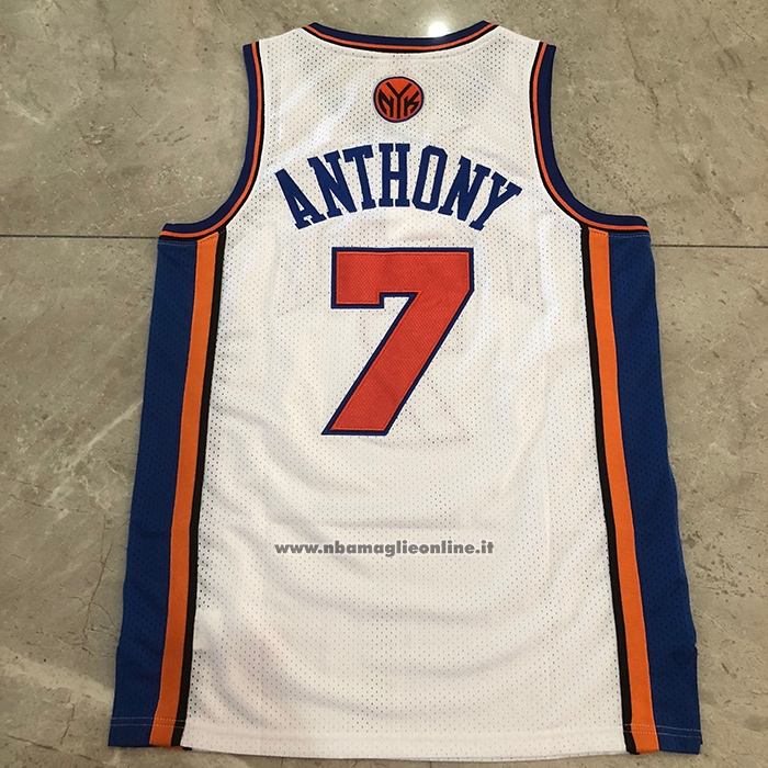 Maglia New York Knicks Carmelo Anthony No 7 Mitchell & Ness 2010-11 Bianco